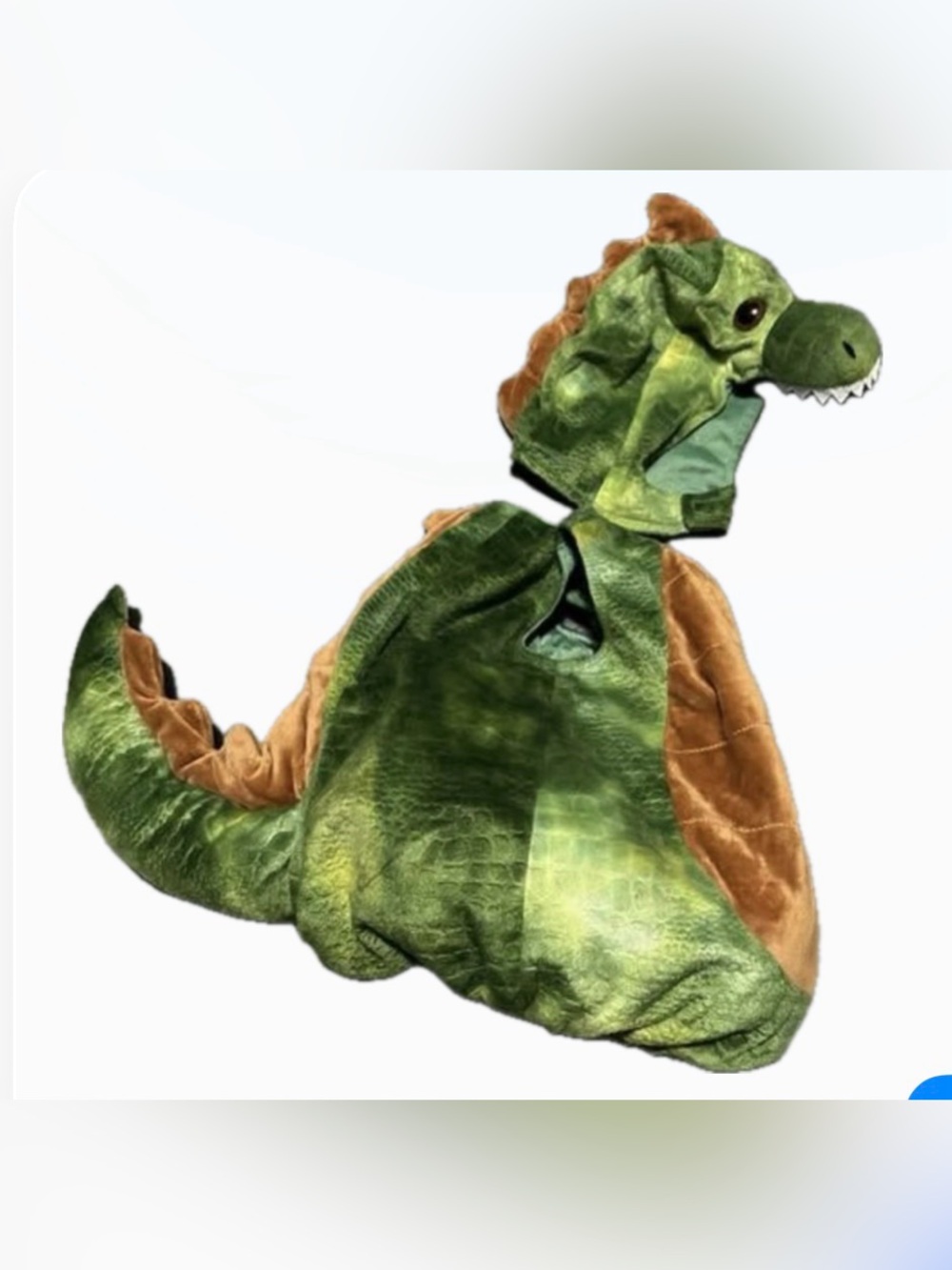Plush Green and Brown Dragon Reptile Costume for Pets Baby Dino Costume